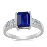 Inel din Argint 925 ( 2.96 grame ) cu Safir Albastru Australian și Topaz Alb 2.58 Carate