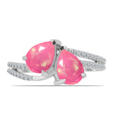 Inel din Argint 925 ( 2.3 grame ) cu Opal Lega Dembi Roz și Topaz Alb 1.45 Carate