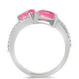 Inel din Argint 925 ( 2.3 grame ) cu Opal Lega Dembi Roz și Topaz Alb 1.45 Carate