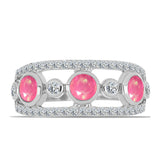 Inel din Argint 925 ( 3.57 grame ) cu Opal Lega Dembi Roz și Topaz Alb 1.07 Carate