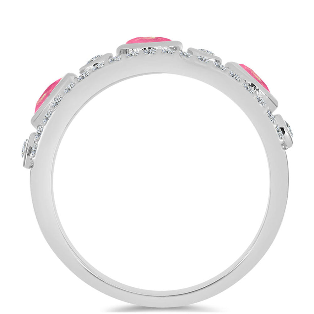 Inel din Argint 925 ( 3.57 grame ) cu Opal Lega Dembi Roz și Topaz Alb 1.07 Carate