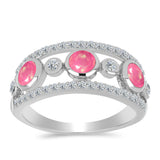 Inel din Argint 925 ( 3.57 grame ) cu Opal Lega Dembi Roz și Topaz Alb 1.07 Carate