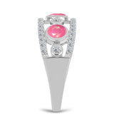 Inel din Argint 925 ( 3.57 grame ) cu Opal Lega Dembi Roz și Topaz Alb 1.07 Carate