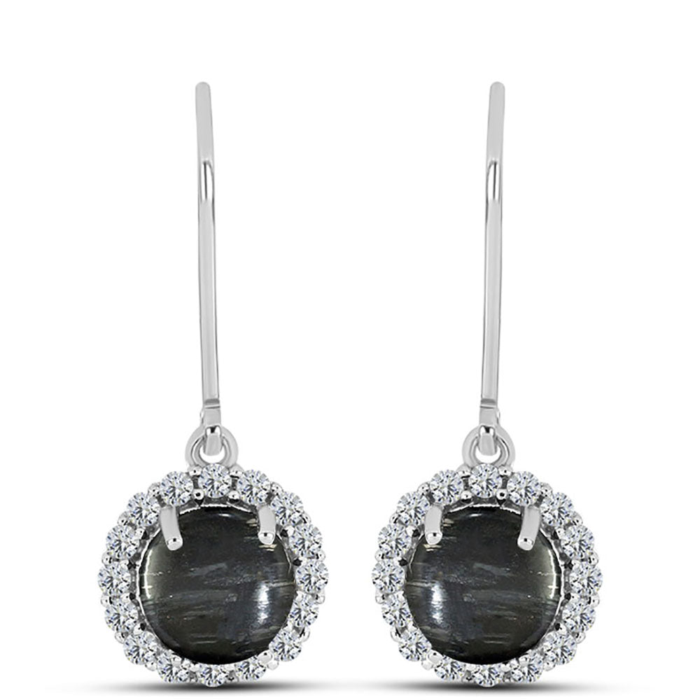 Cercei din Argint 925 ( 2.43 grame ) cu Jasp Picasso și Topaz Alb 3.79 Carate