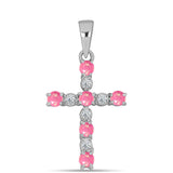 Cruce Pandantiv din Argint 925 ( 1.04 grame ) cu Opal Lega Dembi Roz și Topaz Alb 0.31 Carate