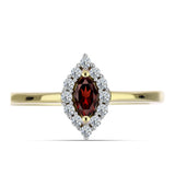 Inel din Argint 925 Placat cu Aur ( 2.08 grame ) cu Granat Barton și Topaz Alb 0.52 Carate