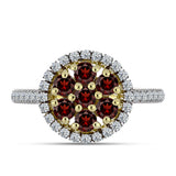 Inel din Argint 925 Placat cu Aur ( 3.01 grame ) cu Granat Barton și Topaz Alb 1.24 Carate