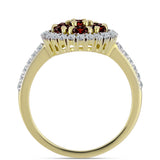 Inel din Argint 925 Placat cu Aur ( 3.01 grame ) cu Granat Barton și Topaz Alb 1.24 Carate