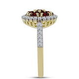 Inel din Argint 925 Placat cu Aur ( 3.01 grame ) cu Granat Barton și Topaz Alb 1.24 Carate