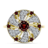 Inel din Argint 925 Placat cu Aur ( 3.89 grame ) cu Granat Barton și Topaz Alb 1.34 Carate