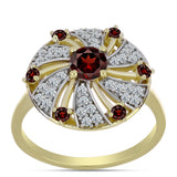 Inel din Argint 925 Placat cu Aur ( 3.89 grame ) cu Granat Barton și Topaz Alb 1.34 Carate