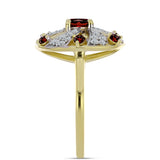 Inel din Argint 925 Placat cu Aur ( 3.89 grame ) cu Granat Barton și Topaz Alb 1.34 Carate