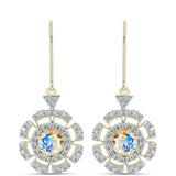 Cercei din Argint 925 Placat cu Aur ( 3.64 grame ) cu Moissanit de Gheață și Topaz Alb 2.44 Carate