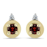 Cercei din Argint 925 Placat cu Aur ( 1.31 grame ) cu Granat Barton și Topaz Alb 0.28 Carate
