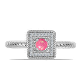 Inel din Argint 925 ( 2.92 grame ) cu Opal Lega Dembi Roz și Topaz Alb 0.19 Carate