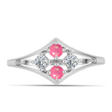 Inel din Argint 925 ( 2.25 grame ) cu Opal Lega Dembi Roz și Topaz Alb 0.41 Carate