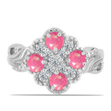 Inel din Argint 925 ( 4.09 grame ) cu Opal Lega Dembi Roz și Topaz Alb 0.97 Carate