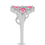 Inel din Argint 925 ( 4.09 grame ) cu Opal Lega Dembi Roz și Topaz Alb 0.97 Carate