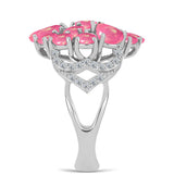 Inel din Argint 925 ( 5.08 grame ) cu Opal Lega Dembi Roz și Topaz Alb 2.36 Carate