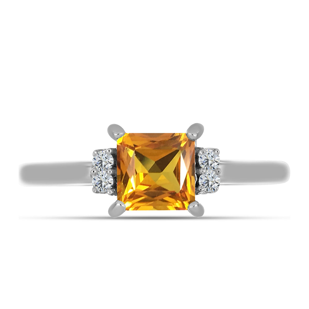 Inel din Argint 925 ( 2.1 grame ) cu Topaz Galben Imperial și Topaz Alb 1.22 Carate