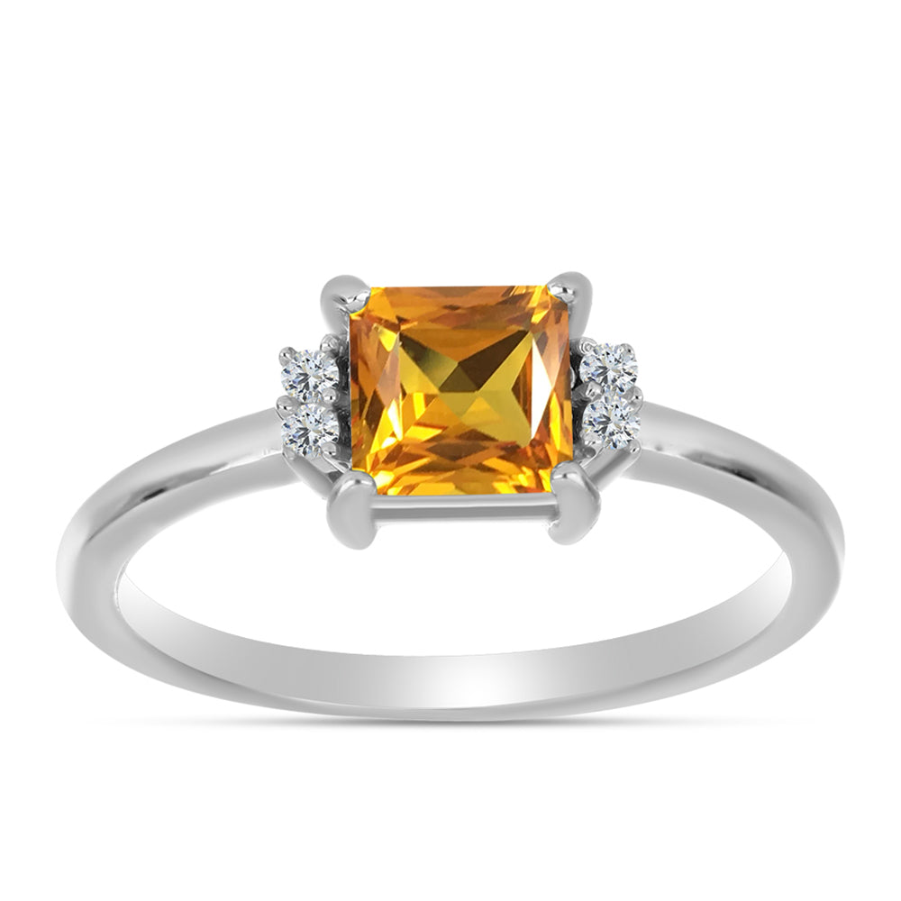 Inel din Argint 925 ( 2.1 grame ) cu Topaz Galben Imperial și Topaz Alb 1.22 Carate