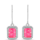 Cercei din Argint 925 ( 3.45 grame ) cu Opal Lega Dembi Roz și Topaz Alb 2.3 Carate