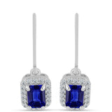 Cercei din Argint 925 ( 2.36 grame ) cu Safir Albastru Australian și Topaz Alb 1.99 Carate