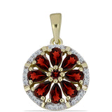 Pandantiv din Argint 925 Placat cu Aur ( 2.18 grame ) cu Granat Barton și Topaz Alb 2.4 Carate