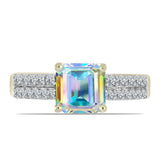 Inel din Argint 925 Placat cu Aur ( 3.55 grame ) cu Moissanit de Gheață și Topaz Alb 2.17 Carate