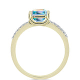 Inel din Argint 925 Placat cu Aur ( 3.55 grame ) cu Moissanit de Gheață și Topaz Alb 2.17 Carate