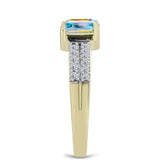 Inel din Argint 925 Placat cu Aur ( 3.55 grame ) cu Moissanit de Gheață și Topaz Alb 2.17 Carate