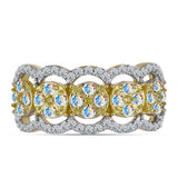 Inel din Argint 925 Placat cu Aur ( 4.01 grame ) cu Moissanit de Gheață și Topaz Alb 1.01 Carate