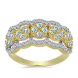 Inel din Argint 925 Placat cu Aur ( 4.01 grame ) cu Moissanit de Gheață și Topaz Alb 1.01 Carate