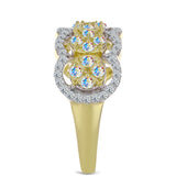 Inel din Argint 925 Placat cu Aur ( 4.01 grame ) cu Moissanit de Gheață și Topaz Alb 1.01 Carate