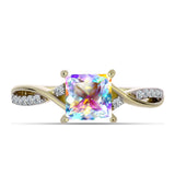 Inel din Argint 925 Placat cu Aur ( 2.17 grame ) cu Moissanit de Gheață și Topaz Alb 1.25 Carate