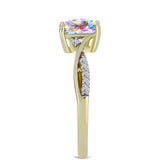 Inel din Argint 925 Placat cu Aur ( 2.17 grame ) cu Moissanit de Gheață și Topaz Alb 1.25 Carate