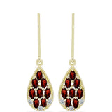 Cercei din Argint 925 Placat cu Aur ( 2.75 grame ) cu Granat Barton și Topaz Alb 1.91 Carate