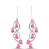 Cercei din Argint 925 ( 5.11 grame ) cu Opal Lega Dembi Roz și Topaz Alb 2.77 Carate