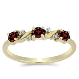 Inel din Argint 925 Placat cu Aur ( 1.75 grame ) cu Granat Barton și Topaz Alb 0.71 Carate
