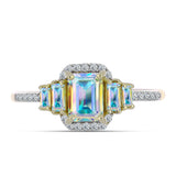 Inel din Argint 925 Placat cu Aur ( 2.54 grame ) cu Moissanit de Gheață și Zircon Alb 1.56 Carate