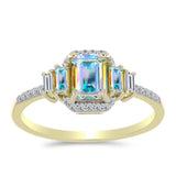 Inel din Argint 925 Placat cu Aur ( 2.54 grame ) cu Moissanit de Gheață și Zircon Alb 1.56 Carate