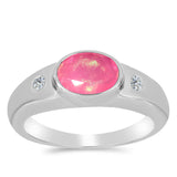 Inel din Argint 925 ( 2.95 grame ) cu Opal Lega Dembi Roz și Topaz Alb 0.8 Carate