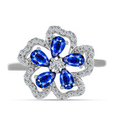 Inel din Argint 925 ( 2.59 grame ) cu Safir Albastru Australian și Topaz Alb 1.93 Carate