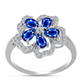 Inel din Argint 925 ( 2.59 grame ) cu Safir Albastru Australian și Topaz Alb 1.93 Carate