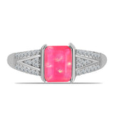 Inel din Argint 925 ( 2.82 grame ) cu Opal Lega Dembi Roz și Topaz Alb 1.16 Carate