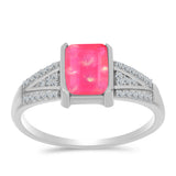 Inel din Argint 925 ( 2.82 grame ) cu Opal Lega Dembi Roz și Topaz Alb 1.16 Carate
