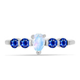 Inel din Argint 925 ( 1.82 grame ) cu Safir Albastru Australian și Piatra Lunii Curcubeu 1.01 Carate