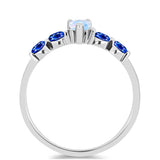 Inel din Argint 925 ( 1.82 grame ) cu Safir Albastru Australian și Piatra Lunii Curcubeu 1.01 Carate