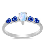Inel din Argint 925 ( 1.82 grame ) cu Safir Albastru Australian și Piatra Lunii Curcubeu 1.01 Carate