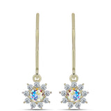Cercei din Argint 925 Placat cu Aur ( 1.45 grame ) cu Moissanit de Gheață și Topaz Alb 0.65 Carate